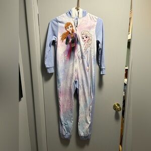 Disney Frozen Girls One Piece Pajama With Hood Size 10